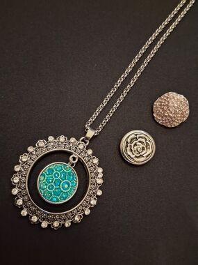 Silver-Tone Snap Button Pendant Necklace